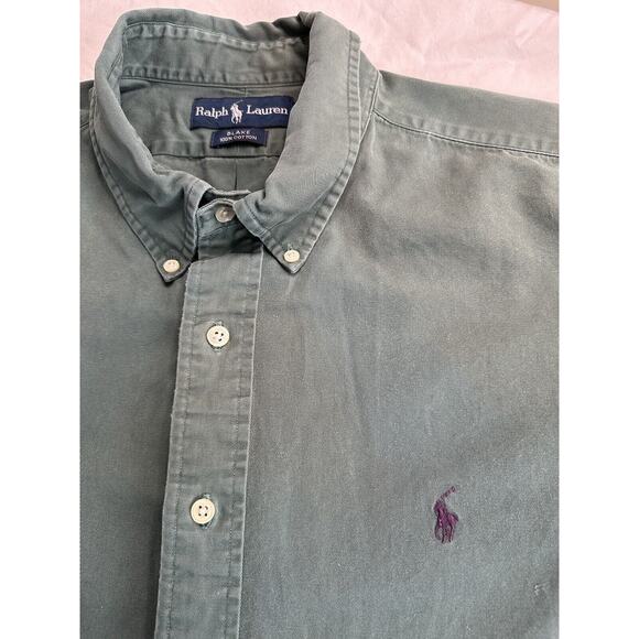 Ralph Lauren Men's Button Up Shirt, Blake XXLarge Green Check Navy Pony Preppy - Picture 3 of 10